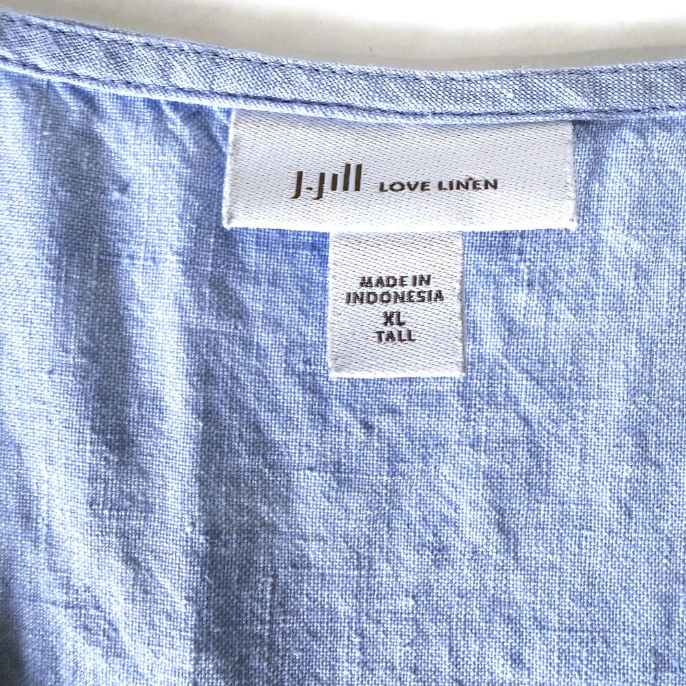 J.Jill 100% Linen A-Line Sleeveless Midi Dress Cornflower Multi Size XL - Picture 11 of 13